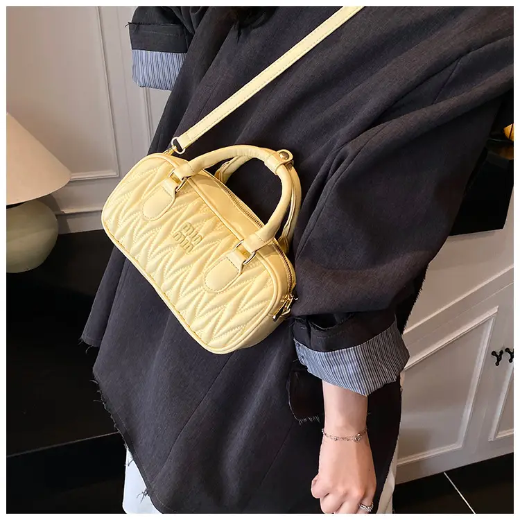 Women's Cream Quilted Crossbody Bowling Bag 2025 — feature 9