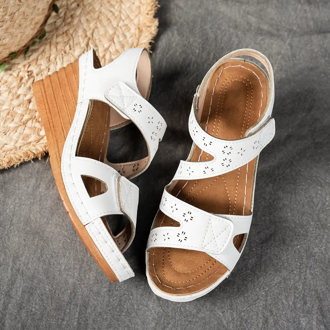 Women's Wedge Sandals Women's Plus Size 2025 New Plaid Wedge Thick Sole Magic Easiest for Match Women's Sandals — feature 10