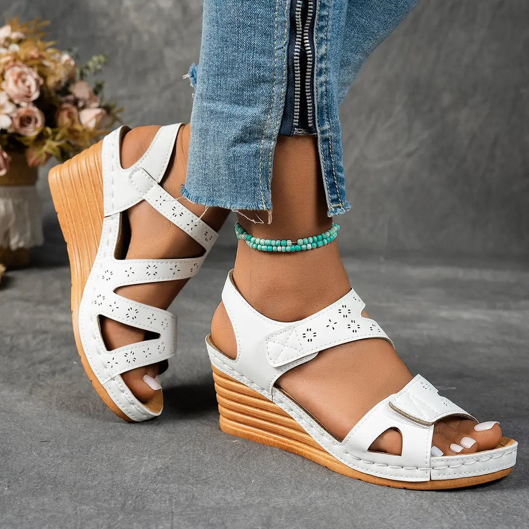Women's Wedge Sandals Women's Plus Size 2025 New Plaid Wedge Thick Sole Magic Easiest for Match Women's Sandals — feature 9