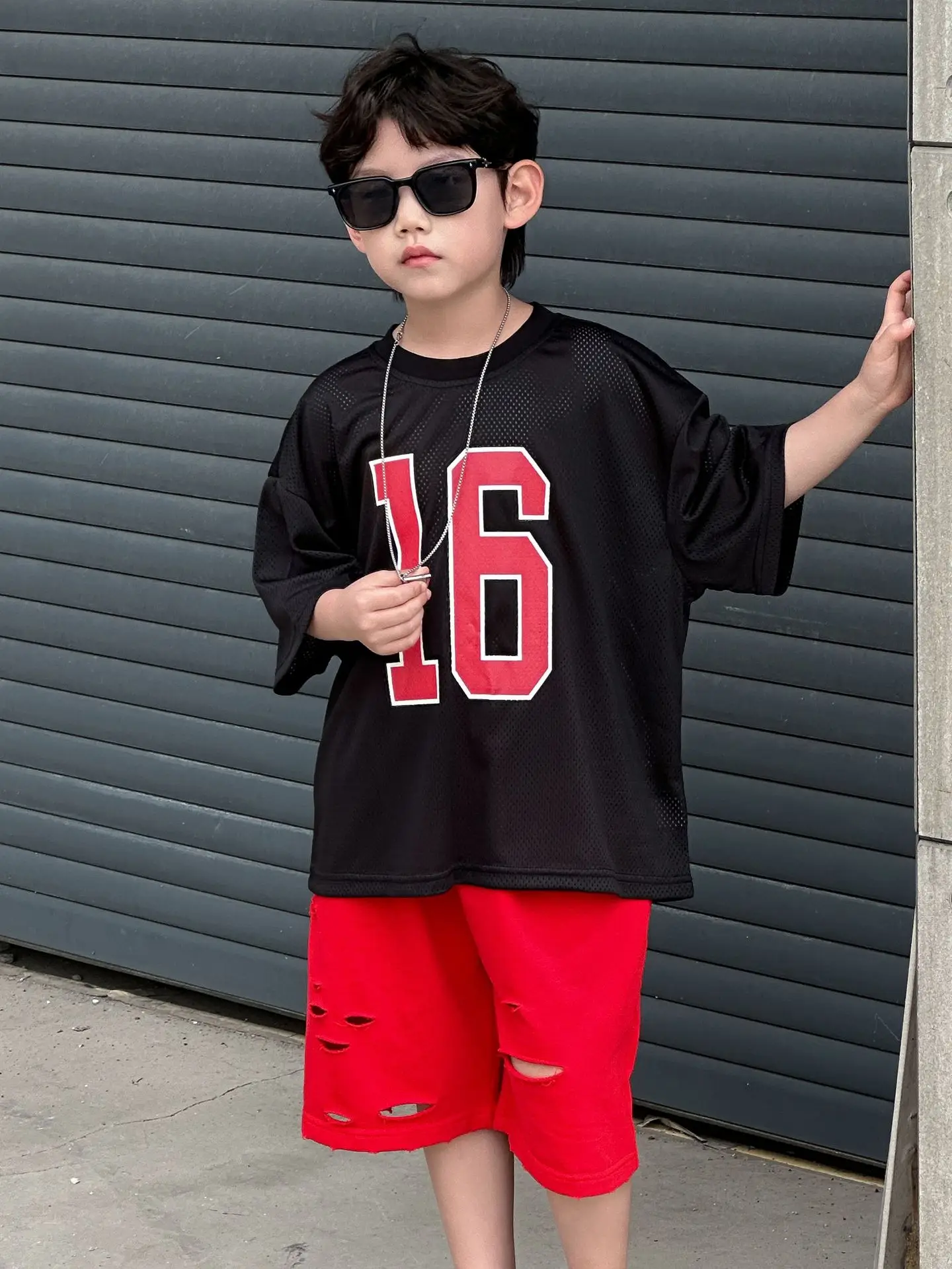 Boys 16 Red Shorts Casual Western Summer Top - Image 2