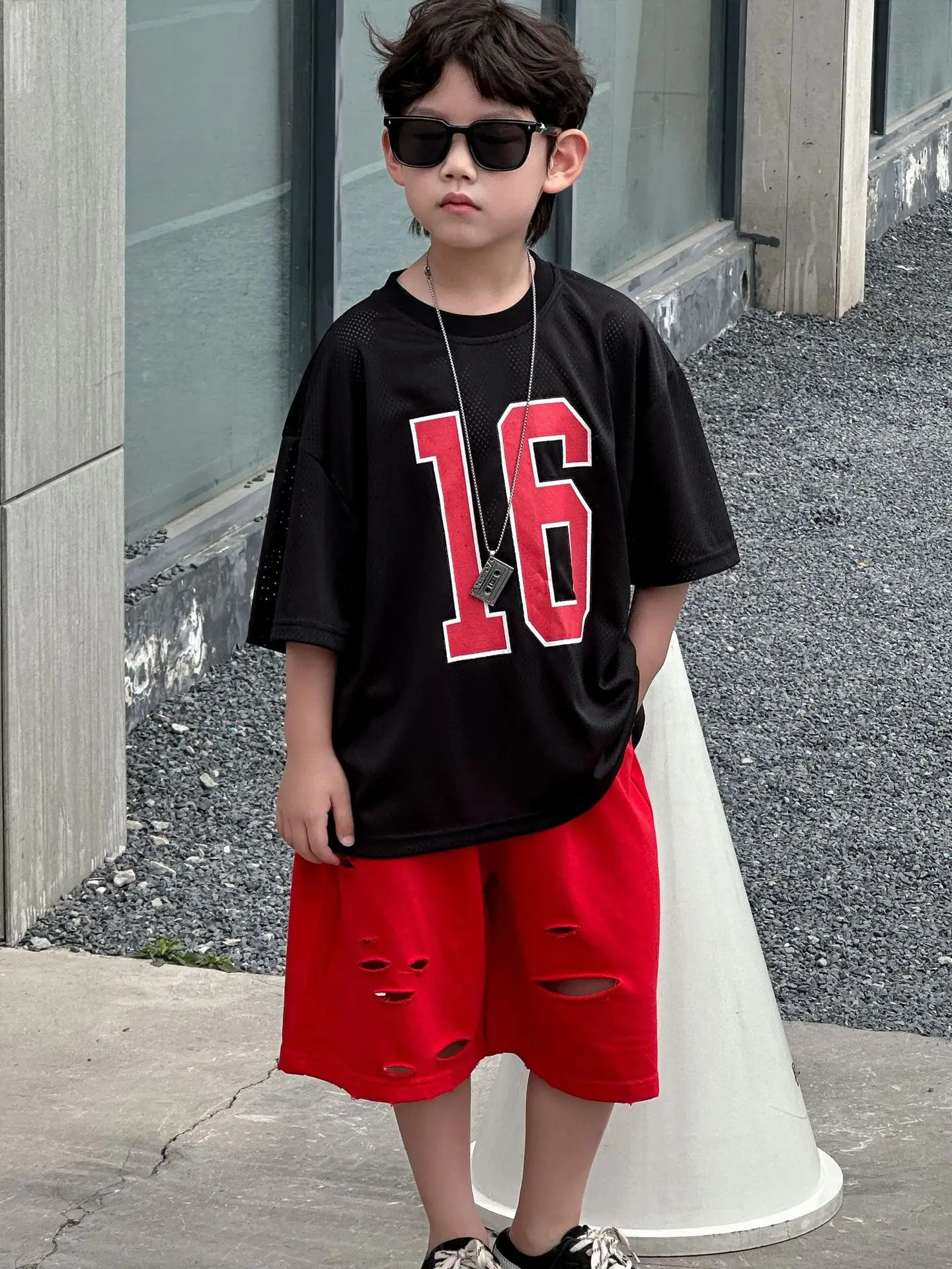 Boys 16 Red Shorts Casual Western Summer Top - Image 4
