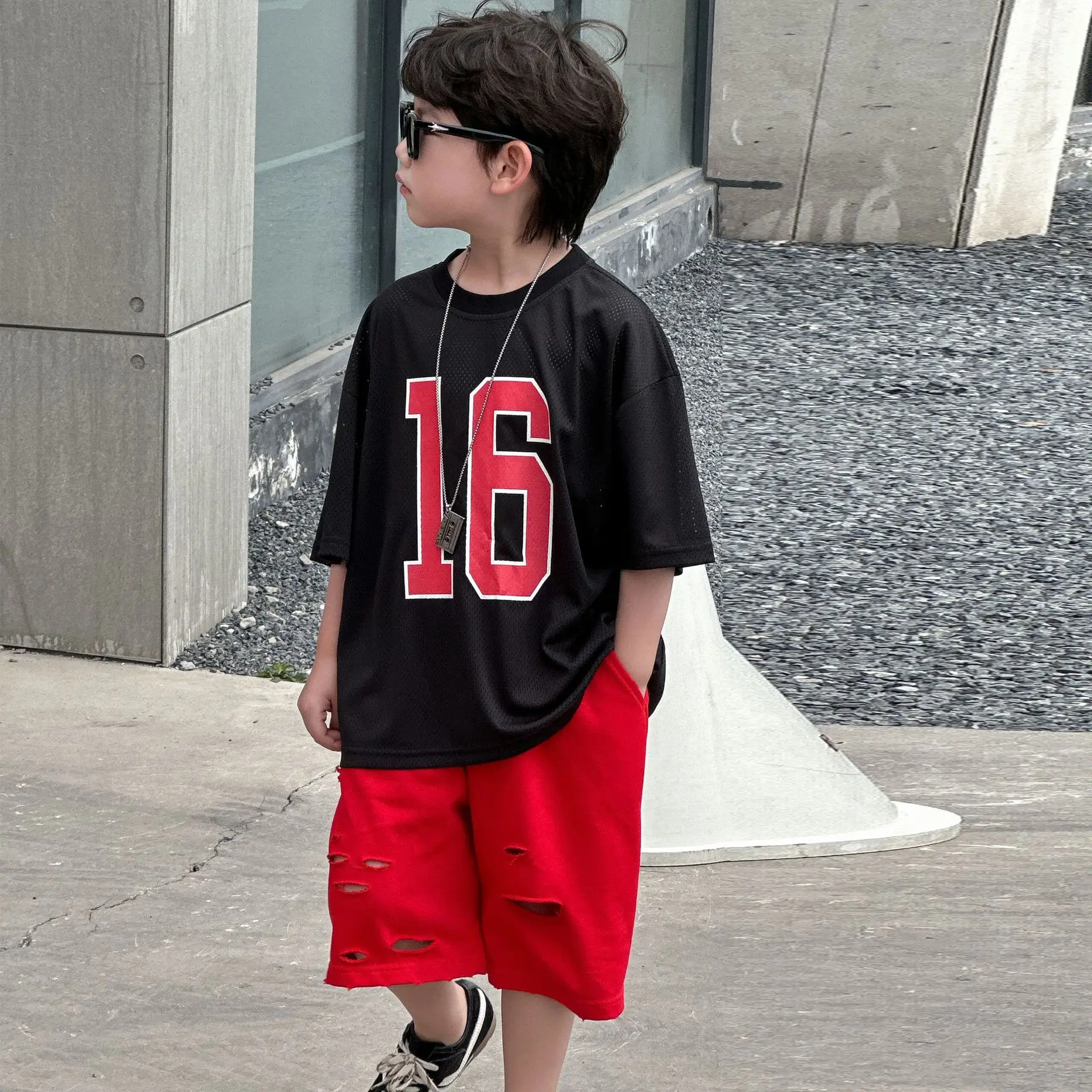 Boys 16 Red Shorts Casual Western Summer Top — feature 11