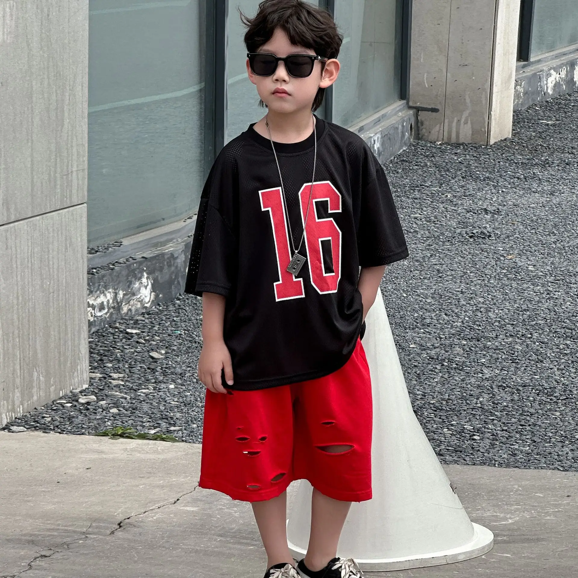 Boys 16 Red Shorts Casual Western Summer Top — feature 12