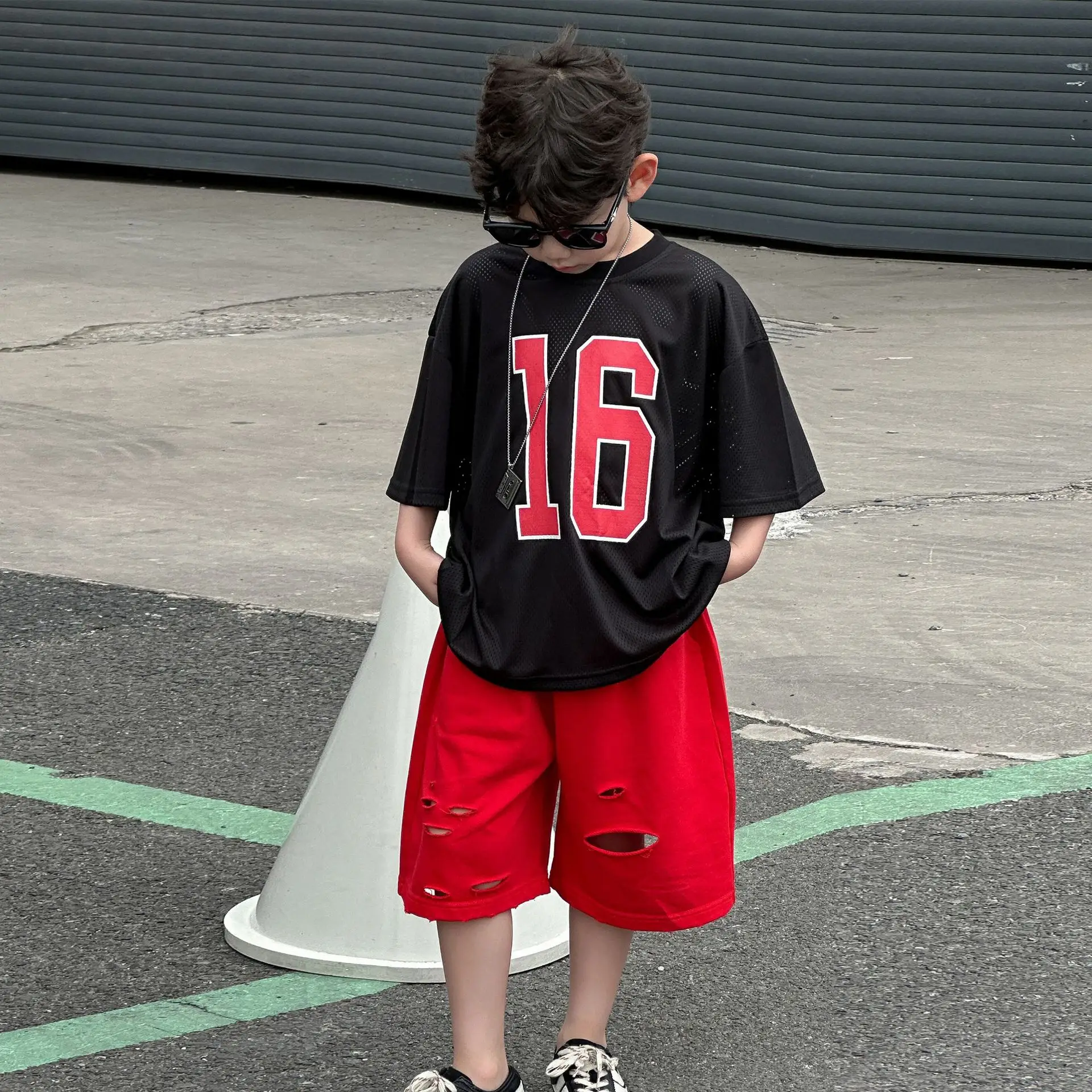 Boys 16 Red Shorts Casual Western Summer Top — feature 13