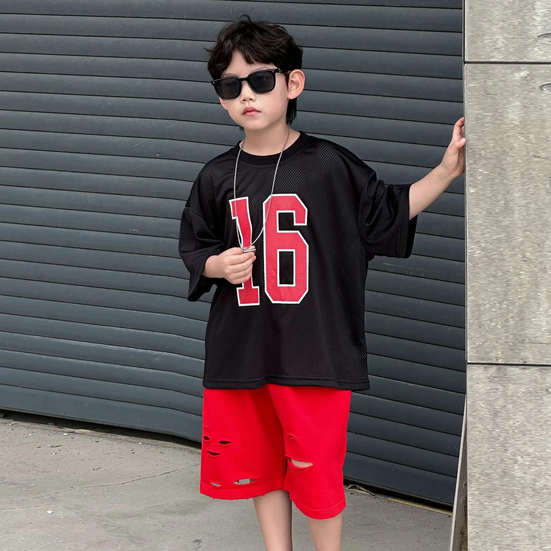 Boys 16 Red Shorts Casual Western Summer Top — feature 2