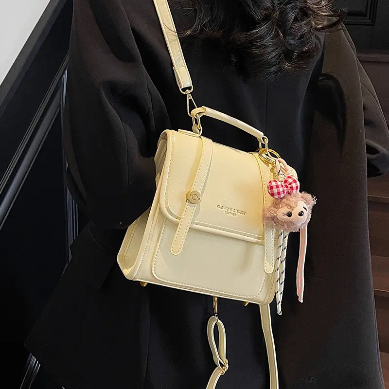 Women's Retro Crossbody Bag Beige Leather 2026 - Image 9