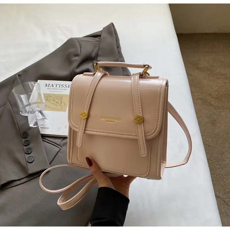 Women's Retro Crossbody Bag Beige Leather 2026 - Image 3