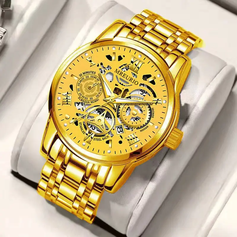Gold Mechanical Skeleton Watch for Men - Image 6