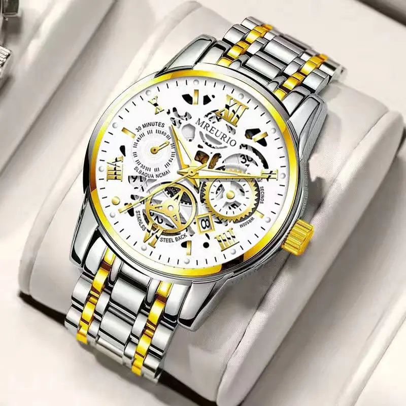 Gold Mechanical Skeleton Watch for Men - Image 8