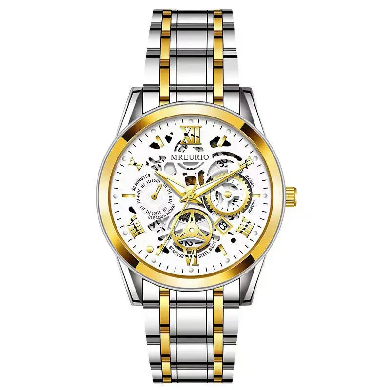 Gold Mechanical Skeleton Watch for Men - Image 3