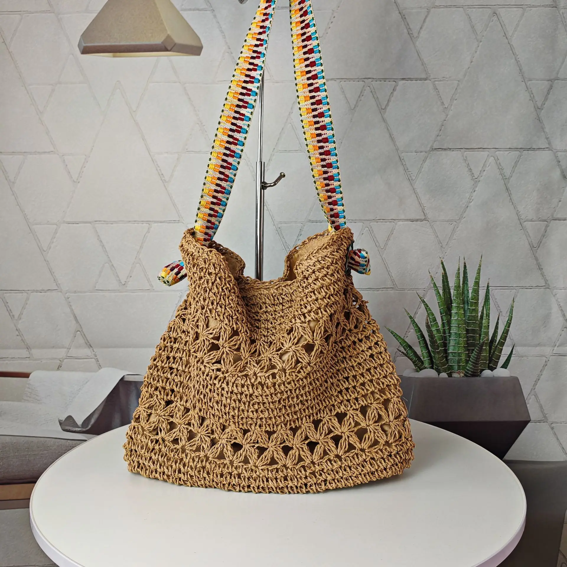 Beach Travel Tote Bag with Magnetic Buckle & Multi-Color Straps - Image 3