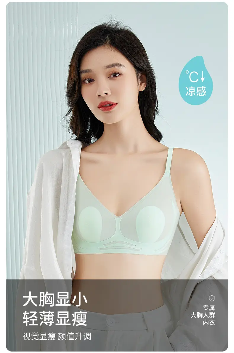Traceless Rabbit Ears Underwear Women's Large Chest Small Push-Up Soft Support — feature 1
