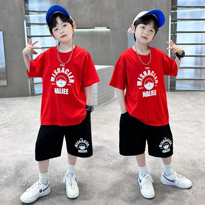 2026 Boys Red Graphic Shorts T-Shirt Set - Image 8