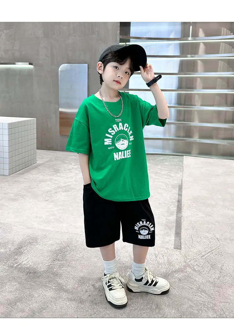 2026 Boys Red Graphic Shorts T-Shirt Set — feature 12