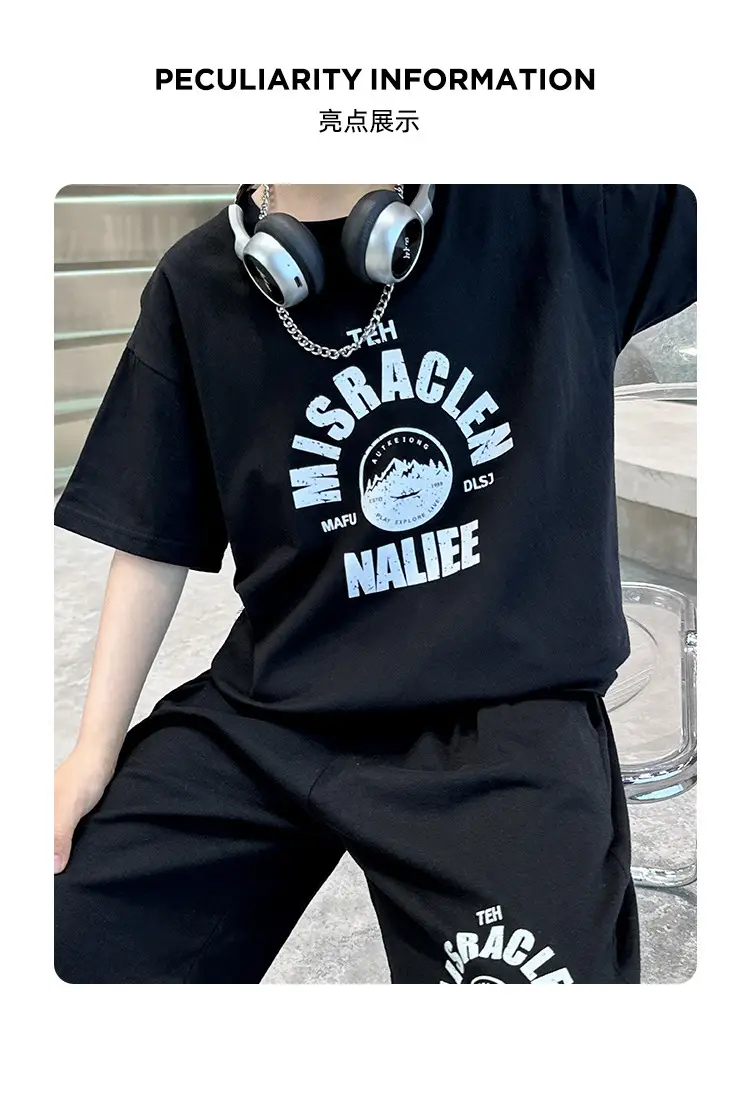 2026 Boys Red Graphic Shorts T-Shirt Set — feature 3