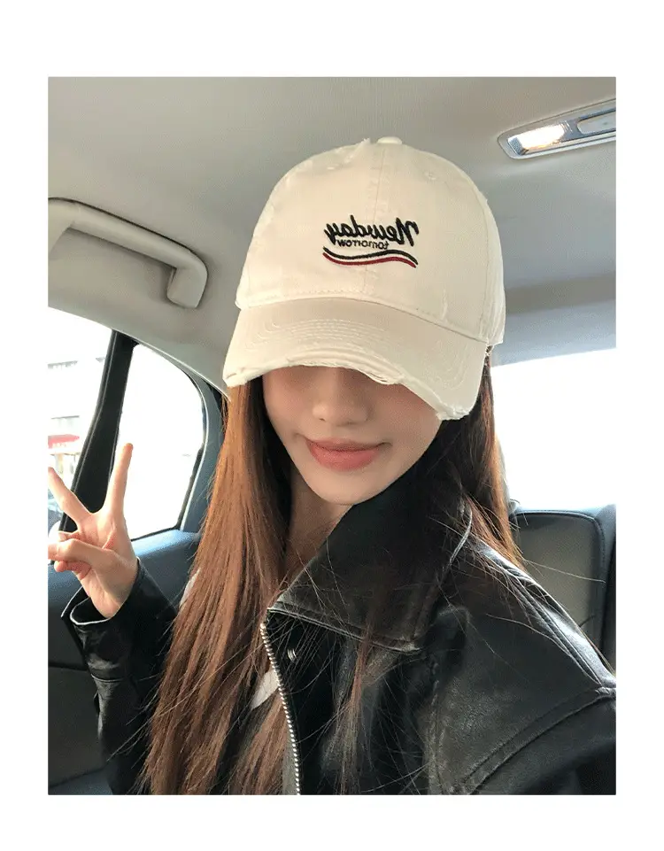 Women Ripped Duckbill Cap Light Blue Spring Summer Sunshade β feature 5