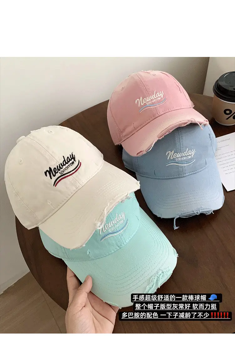 Women Ripped Duckbill Cap Light Blue Spring Summer Sunshade β feature 9