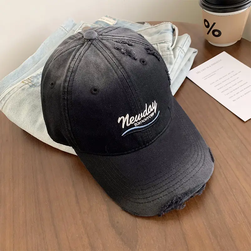 Women Ripped Duckbill Cap Light Blue Spring Summer Sunshade - Image 6