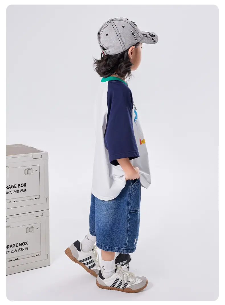 Boys T-shirt 2025 Summer Cotton Raglan Sleeve Round Neck — feature 10