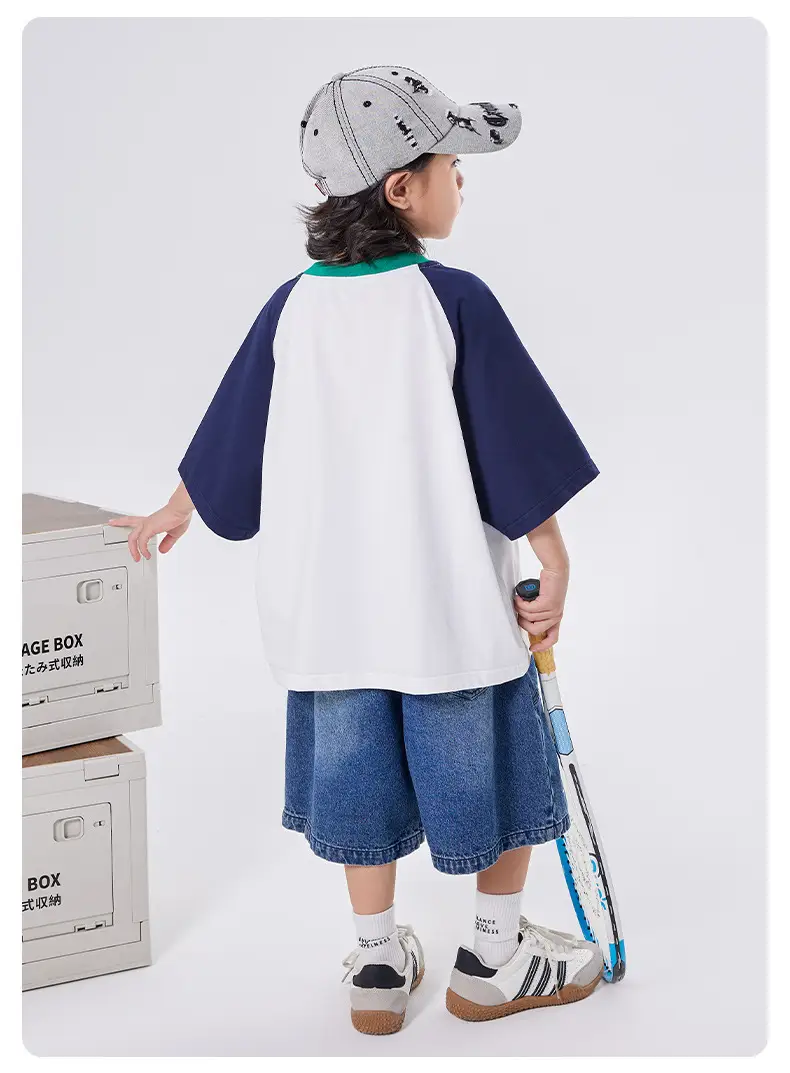 Boys T-shirt 2025 Summer Cotton Raglan Sleeve Round Neck — feature 8