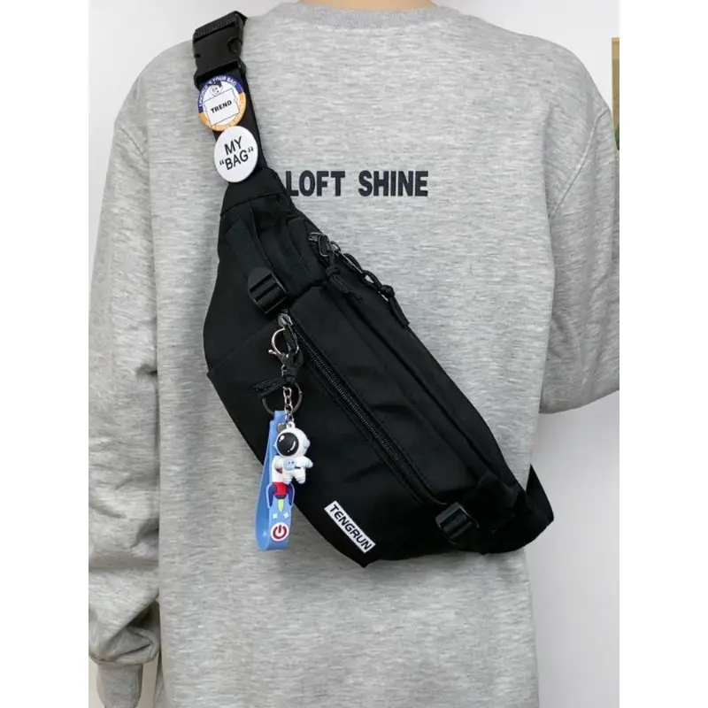 Trendy Cartoon Chest Bag for Men Women Brown