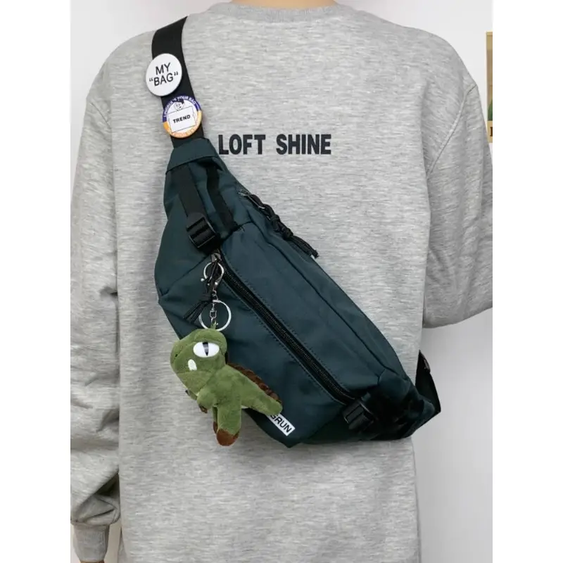 Trendy Cartoon Chest Bag for Men Women Brown