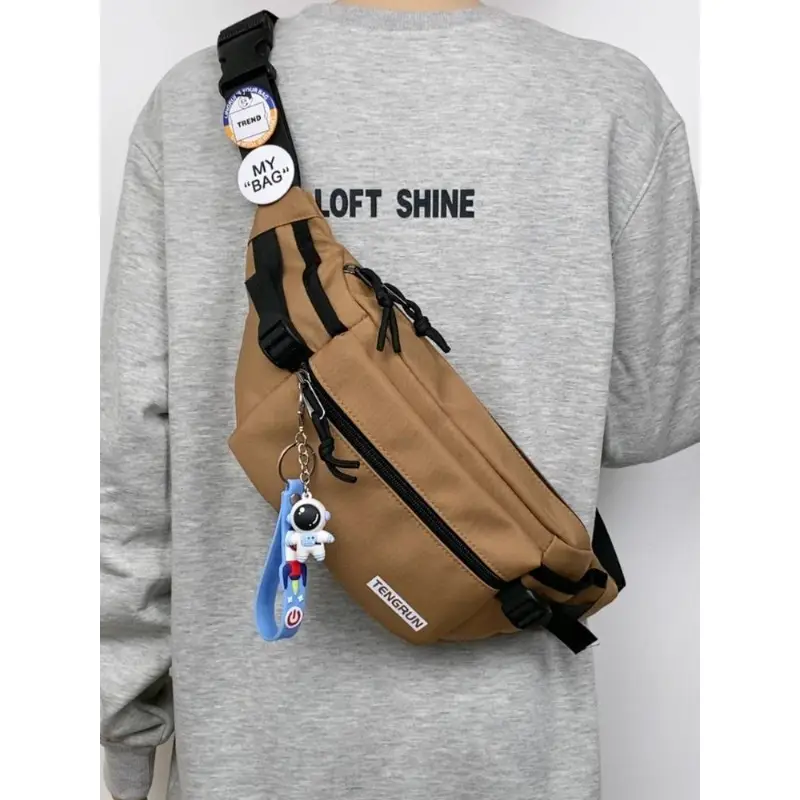 Trendy Cartoon Chest Bag for Men Women Brown