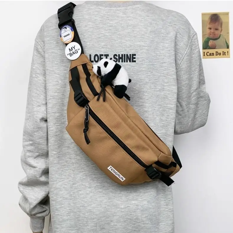 Trendy Cartoon Chest Bag for Men Women Brown — feature 14