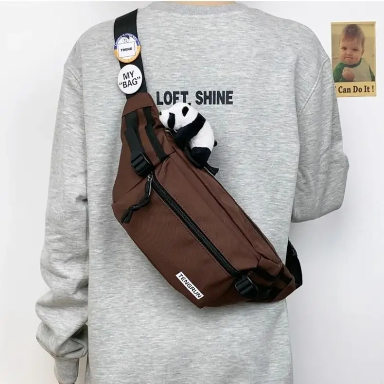 Trendy Cartoon Chest Bag for Men Women Brown — feature 15