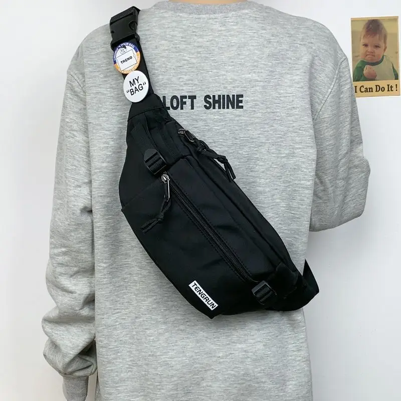 Trendy Cartoon Chest Bag for Men Women Brown