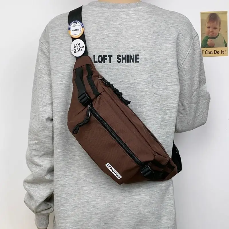 Trendy Cartoon Chest Bag for Men Women Brown
