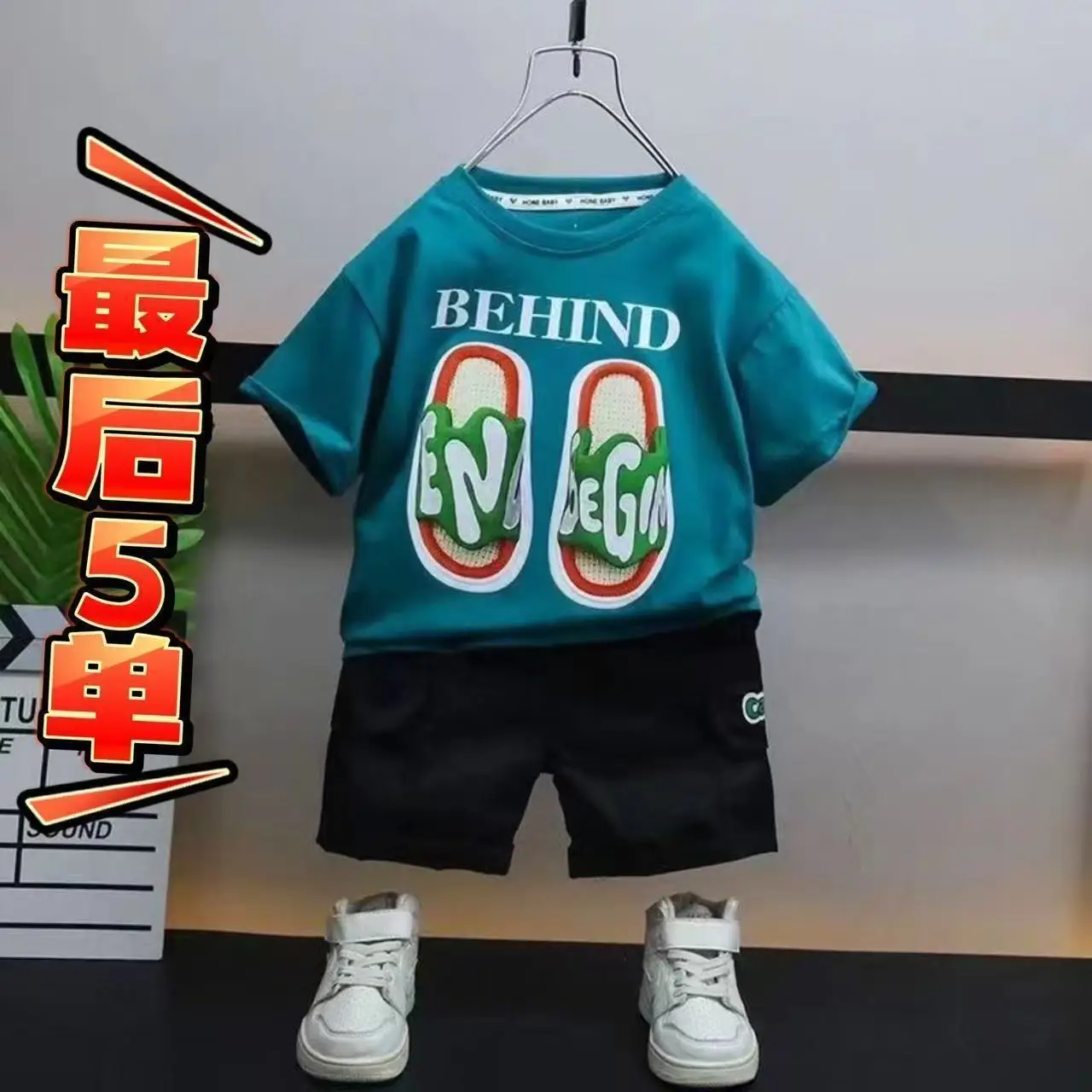 Huadini Boys Suit Summer T-Shirt Shorts Set Pure Cotton - Image 5