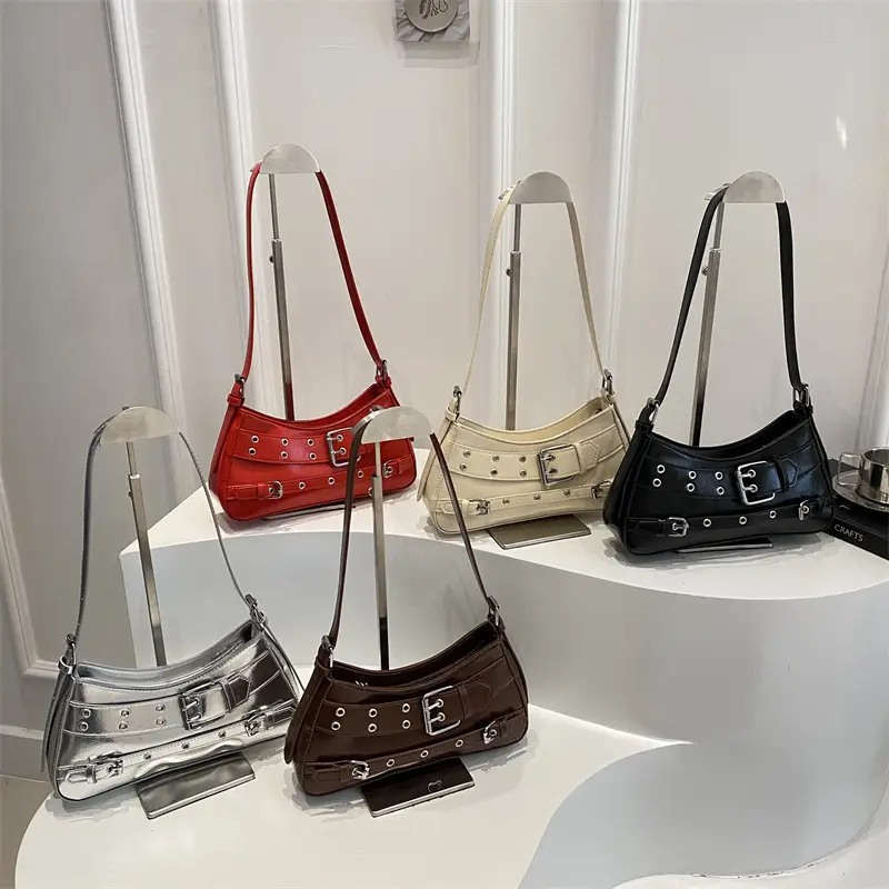 Beige Leather Crossbody Bag with Buckle & Strap - Image 7
