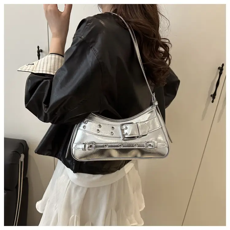 Beige Leather Crossbody Bag with Buckle & Strap — feature 19