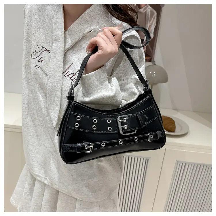 Beige Leather Crossbody Bag with Buckle & Strap — feature 20