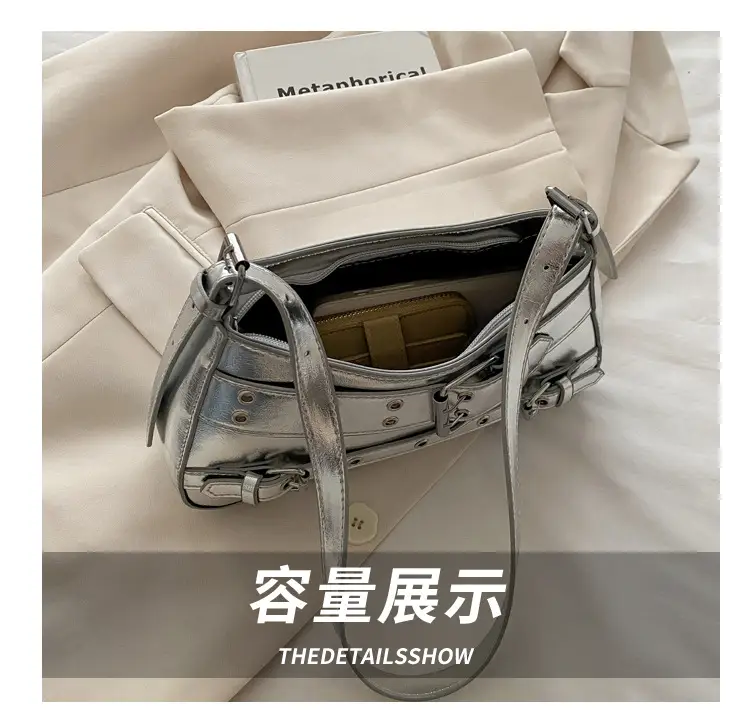 Beige Leather Crossbody Bag with Buckle & Strap — feature 6