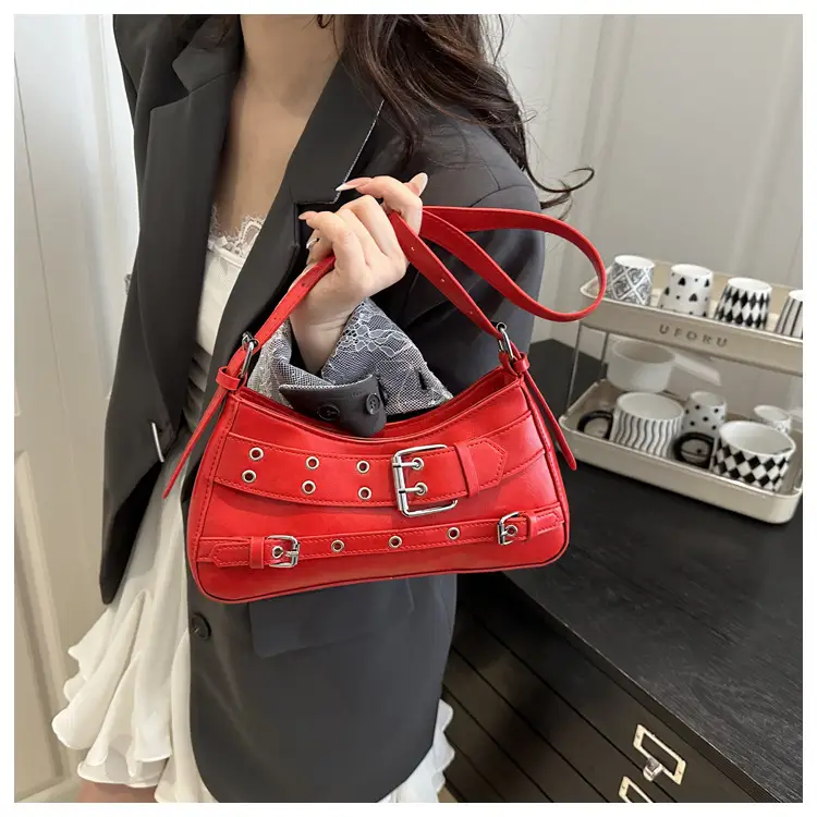Beige Leather Crossbody Bag with Buckle & Strap — feature 8