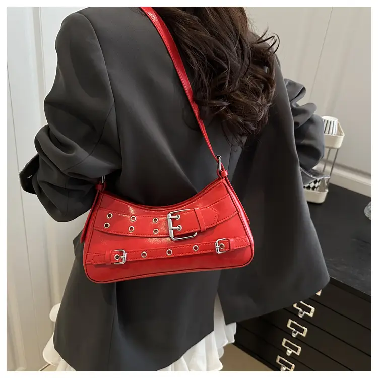 Beige Leather Crossbody Bag with Buckle & Strap — feature 9