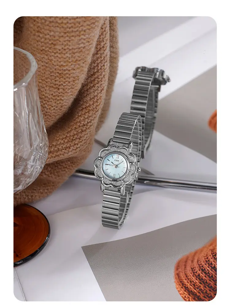 Women's Gold Petal Watch with Diamond Crystal Band — feature 12