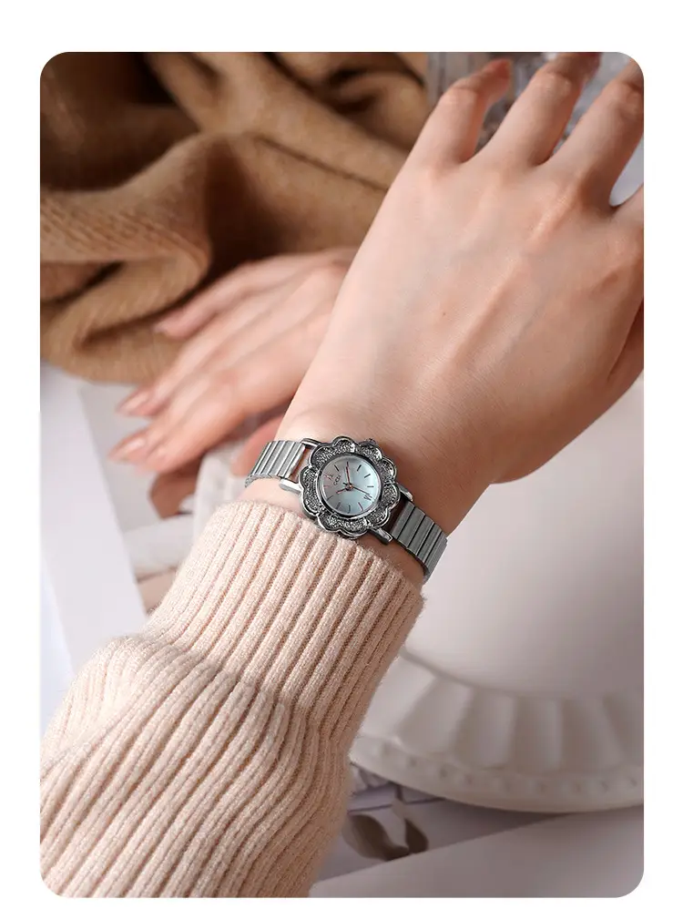 Women's Gold Petal Watch with Diamond Crystal Band — feature 13