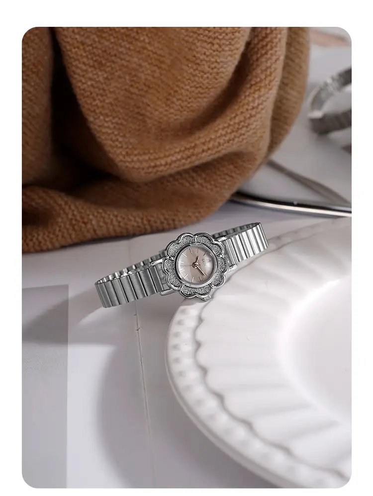 Women's Gold Petal Watch with Diamond Crystal Band — feature 14