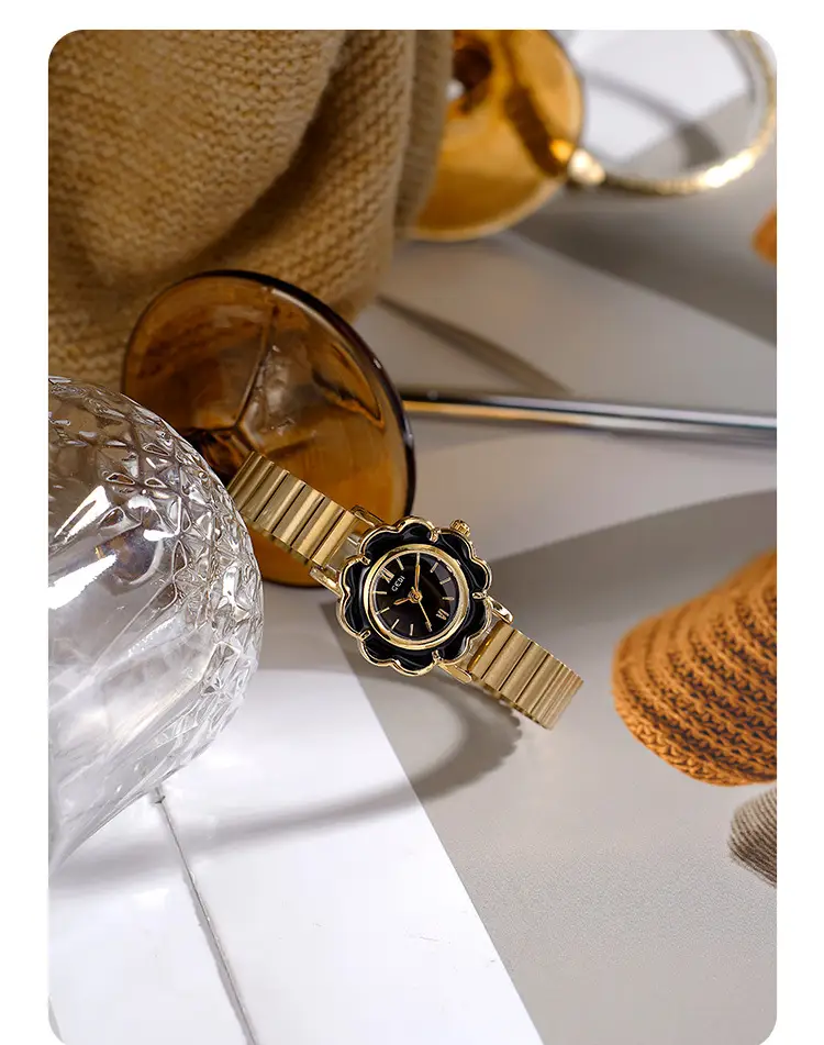 Women's Gold Petal Watch with Diamond Crystal Band — feature 16