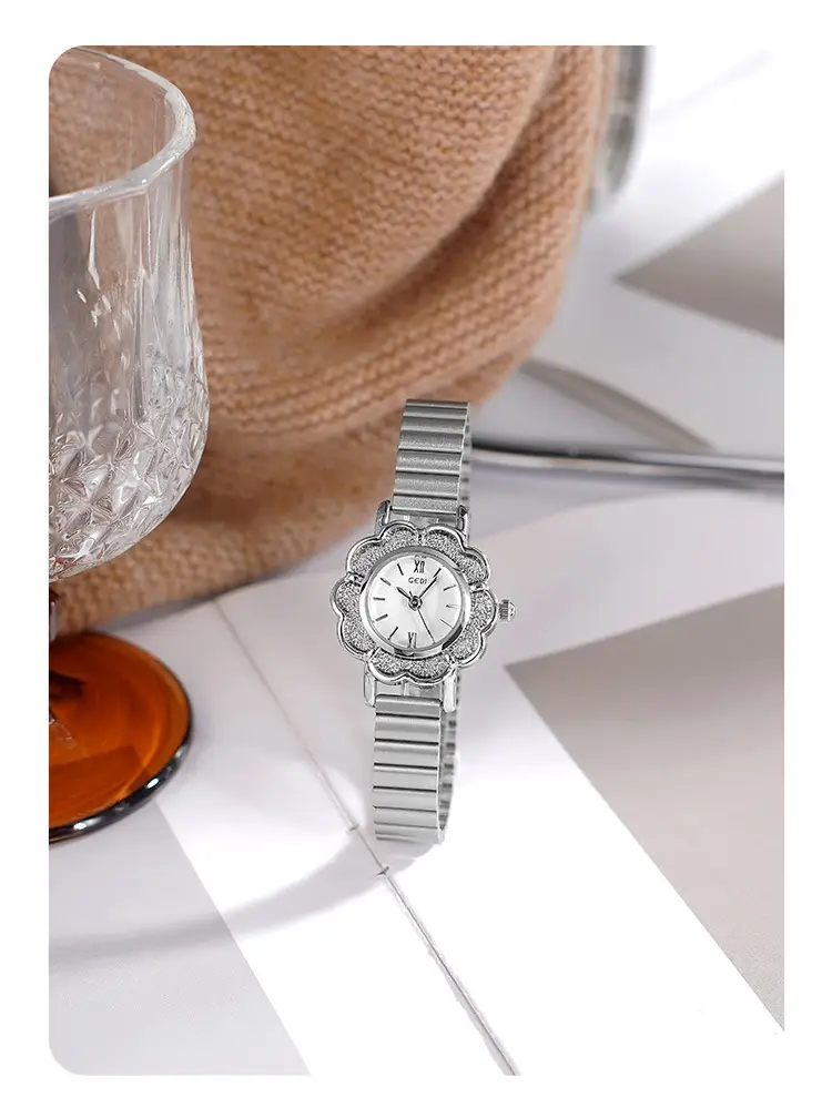 Women's Gold Petal Watch with Diamond Crystal Band — feature 18