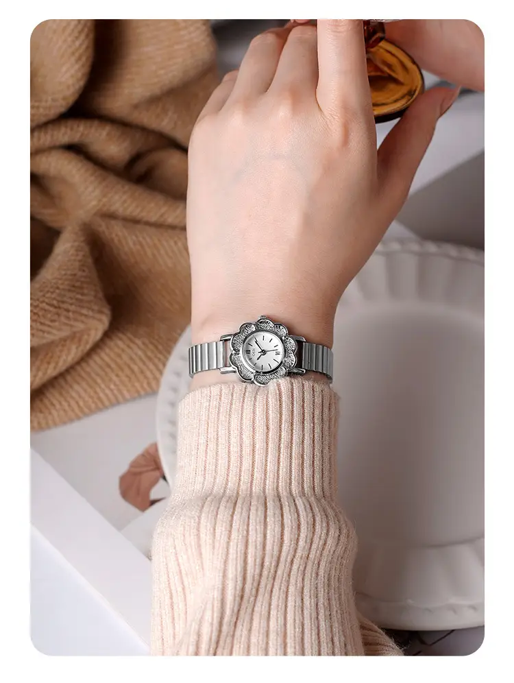 Women's Gold Petal Watch with Diamond Crystal Band — feature 19