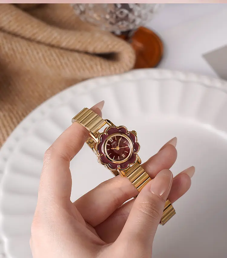 Women's Gold Petal Watch with Diamond Crystal Band — feature 4