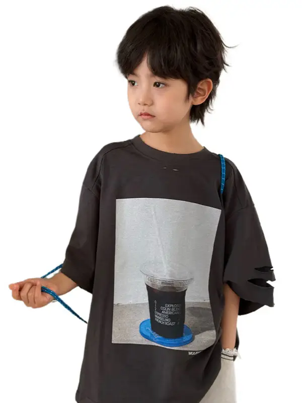 2026 Kids Cotton T-Shirt Ice Print Distressed Design - Image 8