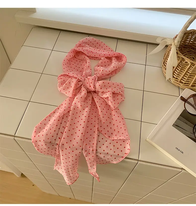 Red French Print Headscarf for Women Summer — feature 11