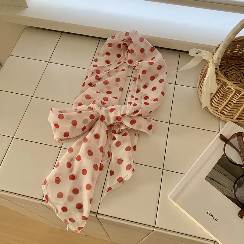 Red French Print Headscarf for Women Summer - Image 2