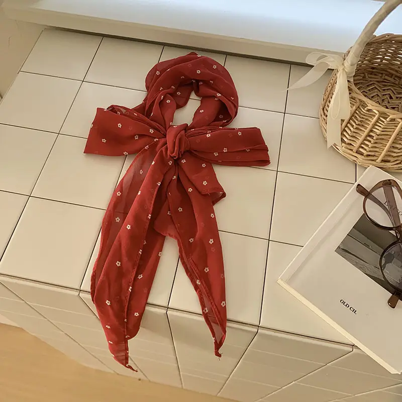Red French Print Headscarf for Women Summer - Image 3