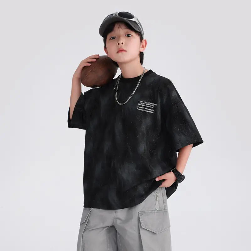 Boys Black T-Shirt 2025 Summer Breathable Fit - Image 3
